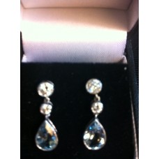 Aqua and Diamond Drop Earrings